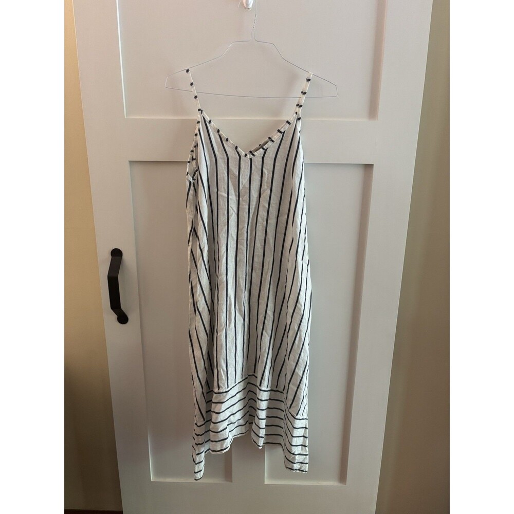 Terzo Millennio Italian Linen Striped Slip Dress (L) Coastal